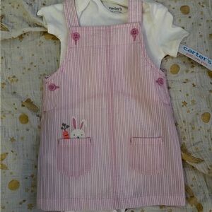 Carter’s Baby Girl Easter Outfit 9M Bunny Dress Set NWT Pink Spring